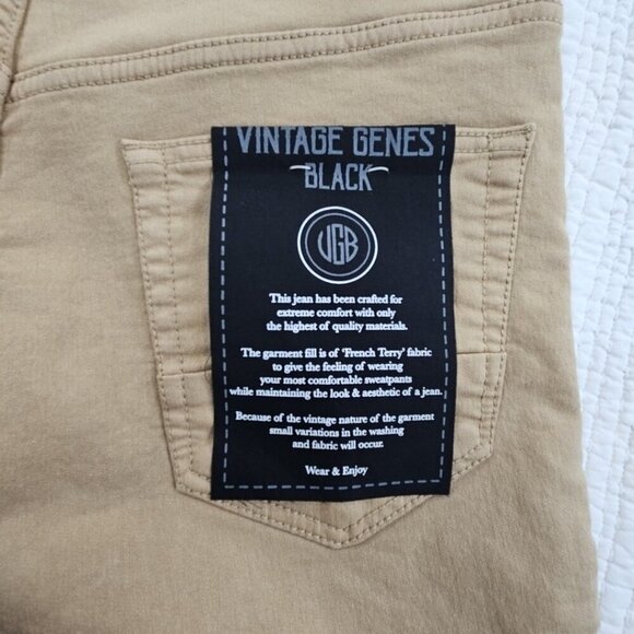 Vintage Genes Black Jeans Men's 32W 30L Brown French Terry Denim Stretch NWT - Picture 10 of 16